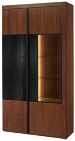 Vitrína Paris II 12 106 cm z masivu s LED osvětlením dub antický/černá