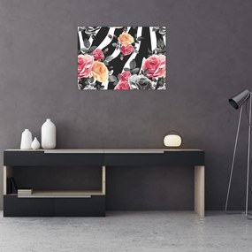Sklenený obraz rozkvitnutých ruží (70x50 cm)