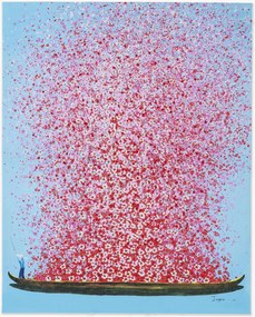 Ručne maľovaná nástenná dekorácia Flower Boat