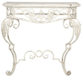 Biely konzolový stôl s patinou Evariste - 86 * 44 * 81 cm