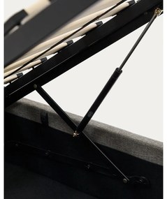 Sivá čalúnená jednolôžková posteľ s úložným priestorom s roštom 90x200 cm Nahiri – Kave Home