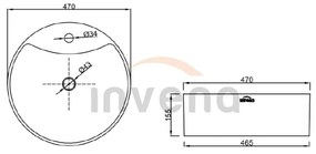 Invena Granada, okrúhle umývadlo na dosku 470x470x155 mm, biela, INV-CE-45-001-W