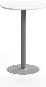 Barový stôl ALVA, Ø700x1000 mm, HPL, strieborná/biela