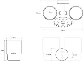 Sapho, X-ROUND držiak kefiek vrátane pohárov, chróm, XR900