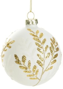 SKLENENÁ VIANOČNÁ BANKA NA STROMČEK SADA 4 KS (FI) 8 CM BIELA