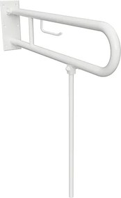 Bemeta Design HELP: Madlo, 813 mm, v tvare U, sklopné, s opornou nohou, s držiakom TP, bez krytky, biela - 301102284N