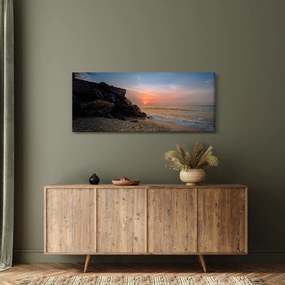 Obraz západu slnka na pláži (120x50 cm)