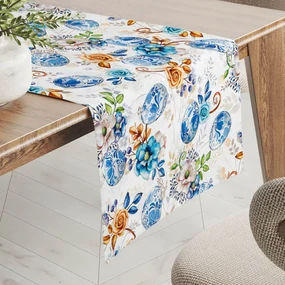 Biante Dekoračný behúň na stôl Leona LN-114 Modré kraslice 35x140 cm