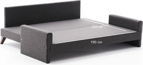 Třímístná rozkládací pohovka Bella 208 cm antracit