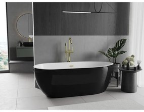 Mexen Eos, voľne stojaca vaňa 170 x 75 cm, biela-čierna, zlatý matný prepad, 52471707575-55