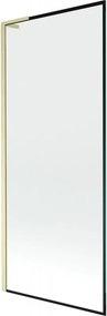 Mexen Next L, 1-krídlová vaňová zástena 80 x 150 cm, 6mm číre sklo-čierny vzor, zlatý matný profil, 895-080-000-03-70-55