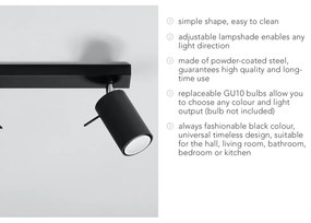 Čierne bodové svietidlo 8x30 cm Etna – Sollux