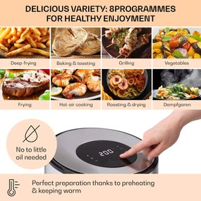 Klarstein Crisp-Pro, teplovzdušná fritéza, 1500 W, 4,3 l, nehrdzavejúca oceľ