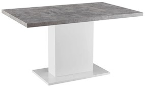 Jedálenský stôl, betón/biela extra vysoký lesk, 138x90 cm, KAZMA