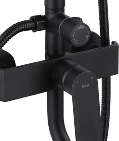 Rea Hass, sprchová zostava s vaňovou batériou, čierna matná, REA-B9968