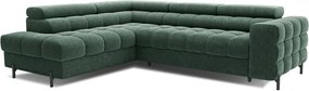Zelená rozkladacia/s úložným priestorom rohová pohovka z textílie buklé (ľavý roh/do L) Ferucce – ELTAP