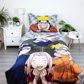 Bavlnené detské obliečky na jednolôžko 140x200 cm Naruto "Grey" – Jerry Fabrics