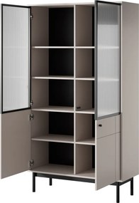 Vysoká vitrína Japandi, 104 cm, béžová kašmír