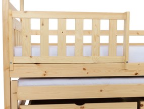 Wilsondo Poschodová posteľ s prístelkou Petra 5 - prírodná Rozmer: 180x80