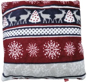 Vianočný vankúš NOVEL 40x40 cm - jelene a vločky - modrá/červená/biela