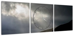 Obraz blížiacej sa búrky (s hodinami) (90x30 cm)