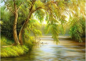 Obraz - Vŕba pri jazere, olejomaľba (70x50 cm)