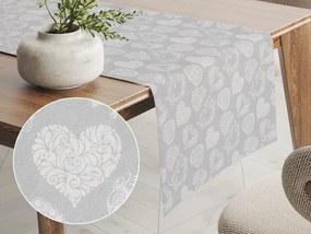 Biante Dekoračný behúň na stôl PML-071 Srdce s ornamentami na sivom 35x140 cm