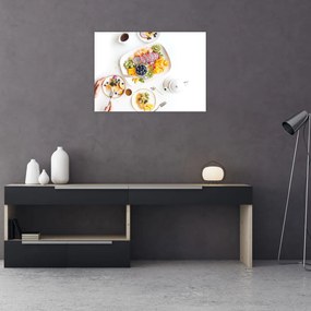 Obraz tanierov s ovocím na stole (70x50 cm)