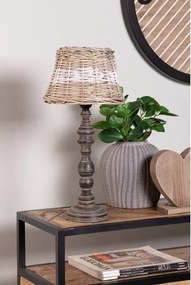 Ratanové tienidlo na lampu s bielym pruhom - Ø 23 * 16 cm / E27