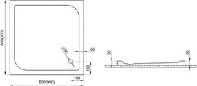Polimat Štvorcová akrylátová sprchová vanička Tenor 80x80 (90x90) POLIMAT-Farba: Biela, POLIMAT-Rozmery: 90x90