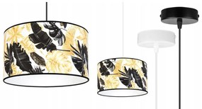 Závesné svietidlo Gold Flowers, 1x biele textilné tienidlo s kvetinovým vzorom, (výber z 2 farieb konštrukcie), (fi 35cm)