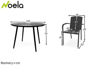Noela Záhradný jedálenský set Wilder + 4x ratanová stolička Roma