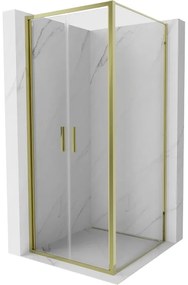 Mexen Exo, výklopný sprchový kút 90 x 90 cm, číre sklo, zlatá, 814-090-090-50-00