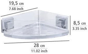 WENKO 22686100-Rohová polica VACUUM-LOC QUADRO ED 28x19,5 cm strieborná/priehľadná