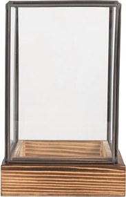 Dekoračný skleník/ vitrína s dreveným podstavcom Pallas - 12*12*19 cm