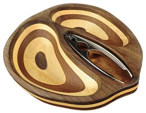 AMADEA Drevená miska v tvare orecha s luskáčikom, masívne drevo, 2 druhy drevín, 28x23x4,5 cm