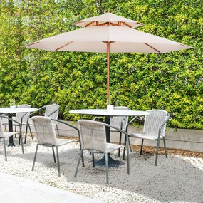 Outsunny Rovno Drevený Záhradný Slnečník Okrúhly Slnečník Polyester 180 g/m² 2 Rúry priemer 2.7 x 2.6H m béžový | Aosom
