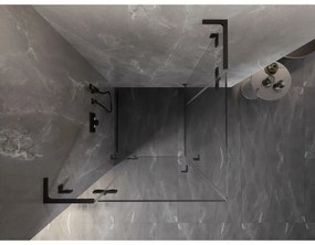Mexen Lunar, L Duo výklopný sprchový kút 70 x 70 cm, 8mm číre sklo, čierny profil, 834L-070L-070P-70-00