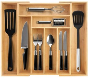 eCarla Organizér do zásuvky, príborník, bambusový, nastaviteľný ISO 33,5-50x46x4,6cm