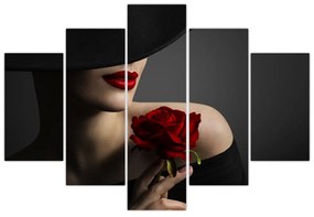 Obraz - Žena s ružou (150x105 cm)