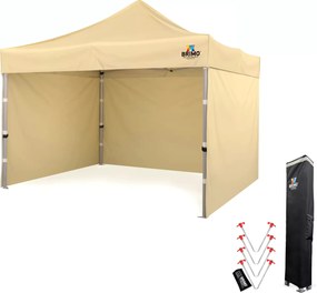BRIMO Prémiový Párty stan 3x3m Hliník | Najvyššia odolnosť - s 3 stenami - Béžová 13