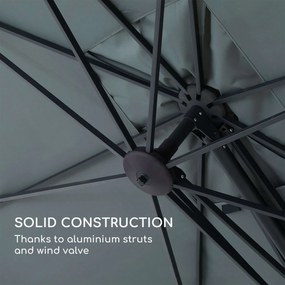 Blumfeldt Saint-Tropez, závesný slnečník, 3-osová rotácia, 360° otočný, 3 x 3,55 m, UV 50+
