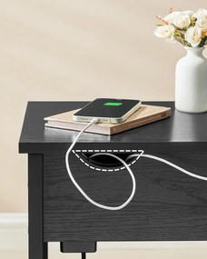 Odkladací stolík Vasagle Laurin s USB portami čierny