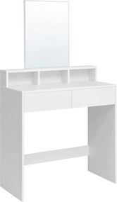 Toaletný stolík, kozmetický stolík s 2 zásuvkami a 3 priehradkami, biely