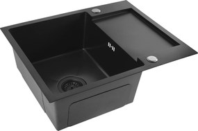 Rea Paul, 1-komorový oceľový drez 600x480x185 mm, čierna matná, ZLE-06011