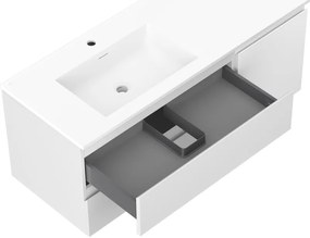 Mexen Orio, kúpeľňová skrinka 120 cm s ľavým umývadlom Otis, 2S, 1D, biela matná, 91A13-12047-3-BBFFF01-W18L01