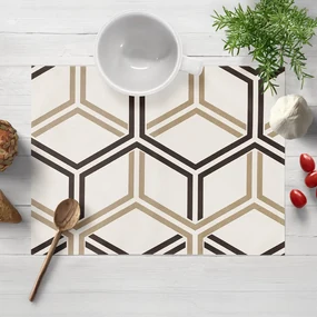 Biante Bavlnené prestieranie na stôl Sandra SA-558 Hnedé hexagóny na krémovom 35x45 cm