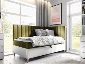 Kontinentálna posteľ Junior Kamire 3, Strana: pravá, Rozmer postele: 90x200, Dostupné poťahy: ekokoža Soft 017 (biela) + Fresh 12