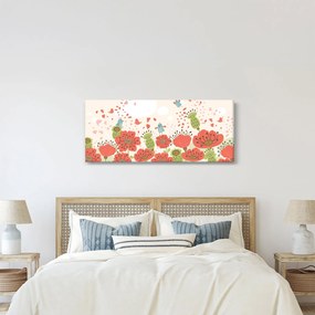 Obraz - Vtáčiky na rozkvitnutej lúke (120x50 cm)