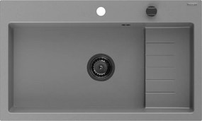 Mexen Omar, 1-komorový granitový drez 800x480x210 mm, šedá, grafitový sifón, 6520801005-71-B